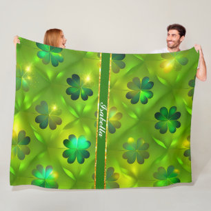 St Patrick's Day Clover 4 Lists Trendy Collection Fleece Blanket