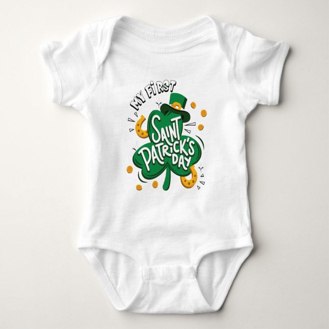 St. Patrick's Day Clover Baby's First Baby Bodysuit (Front)