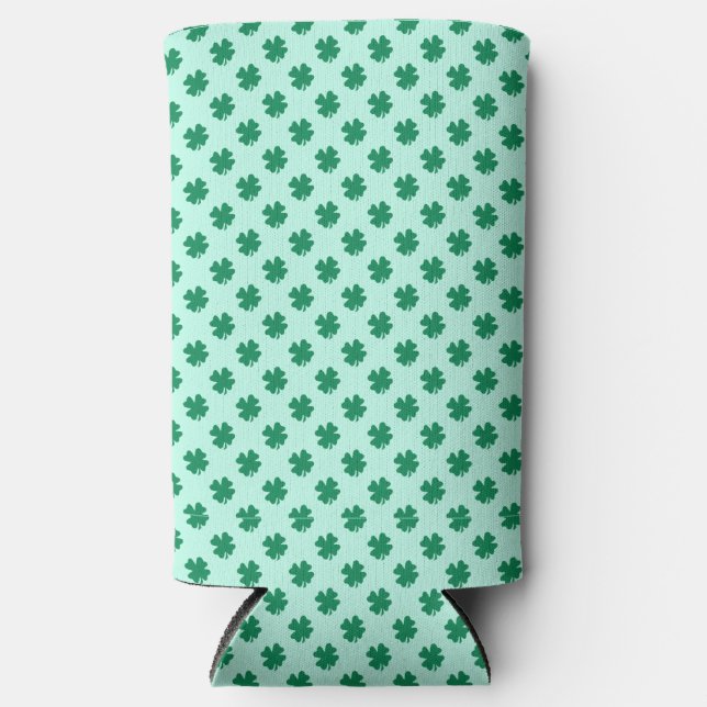 St. Patrick's Day Clover Leaf Pattern Seltzer Can Cooler (Front)