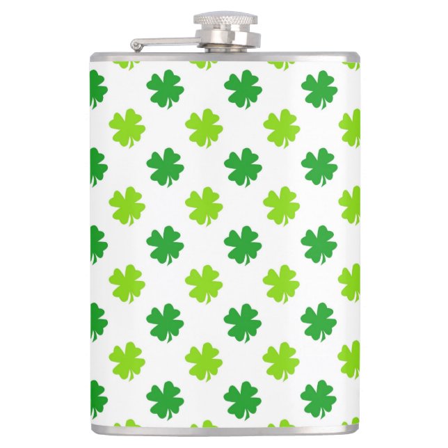 St. Patrick's Day Clover Leaves Pattern-54601 Hip Flask (Front)