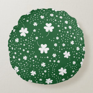 St Patrick's Day Clover Pattern Round Cushion