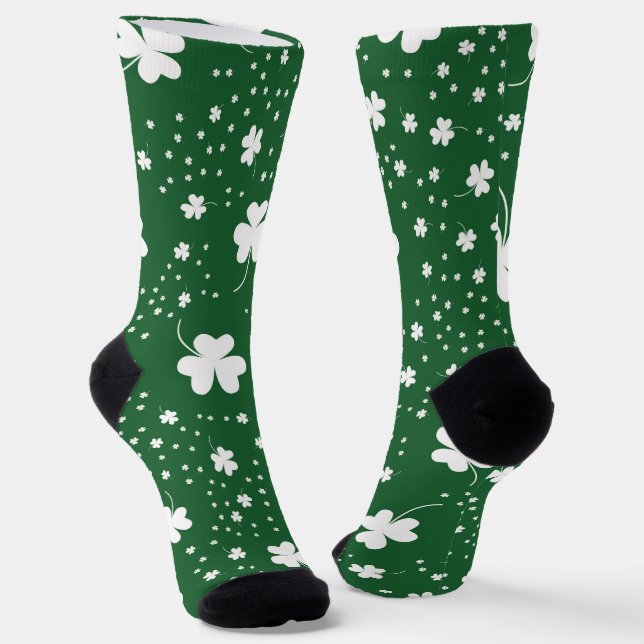 St Patrick's Day Clover Pattern Socks (Angled)