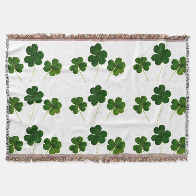 st patricks day clover shamrock throw blanket (Front)