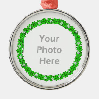 St. Patricks Day Clover Stars (round photo frame) Metal Tree Decoration