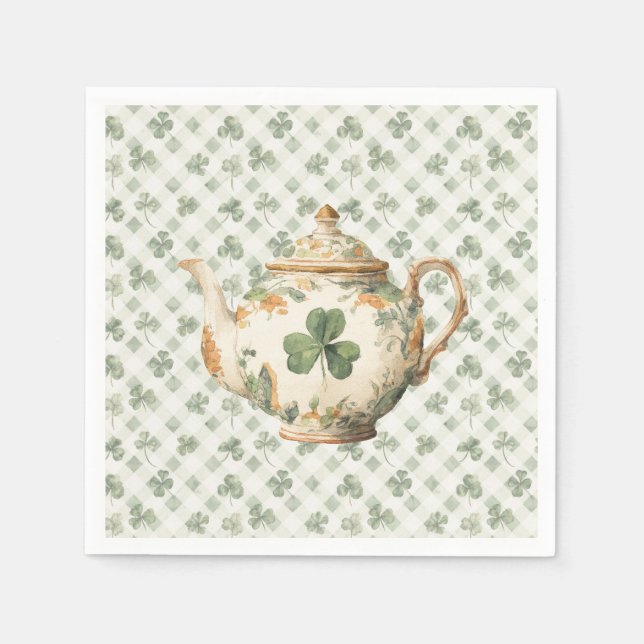  St Patrick's Day Clover Tea Pot Napkin (Front)