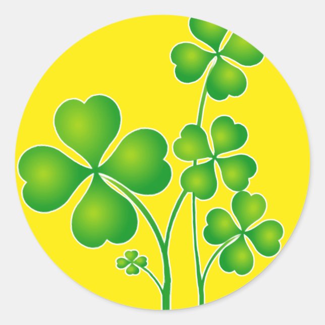 St. Patrick's Day Clover + your ideas Classic Round Sticker (Front)