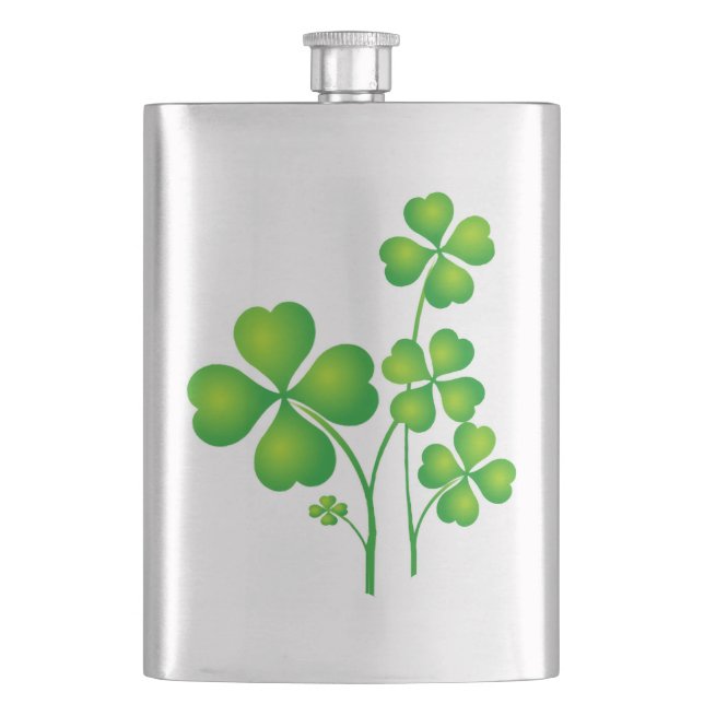 St. Patrick's Day Clover + your ideas Hip Flask (Front)
