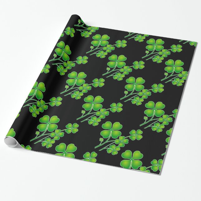 St. Patrick's Day Clover + your ideas Wrapping Paper (Unrolled)