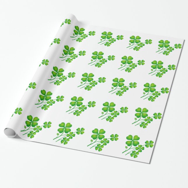 St. Patrick's Day Clover + your ideas Wrapping Paper (Unrolled)