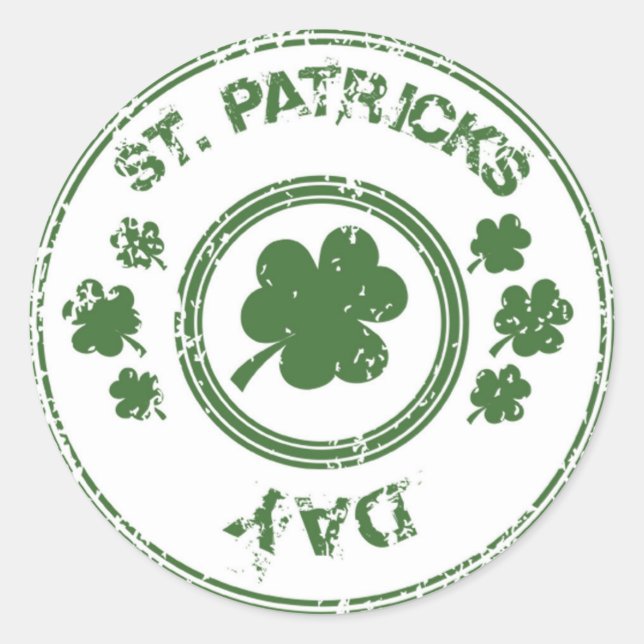 St Patrick's Day Clovers Classic Round Sticker (Front)