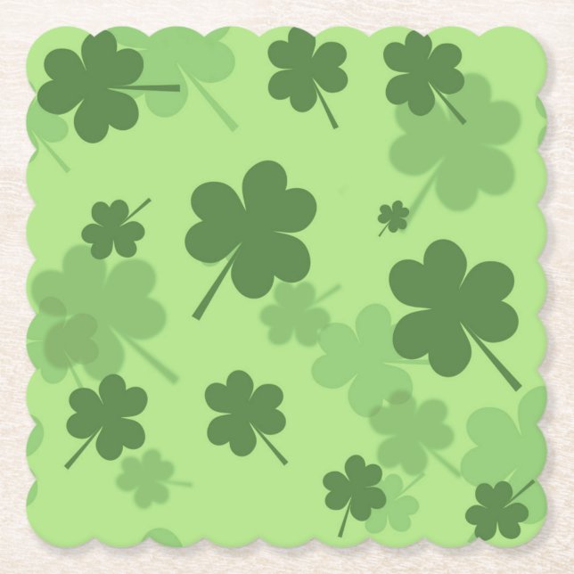 St. Patrick's Day Clovers Paper Coasters (Front)