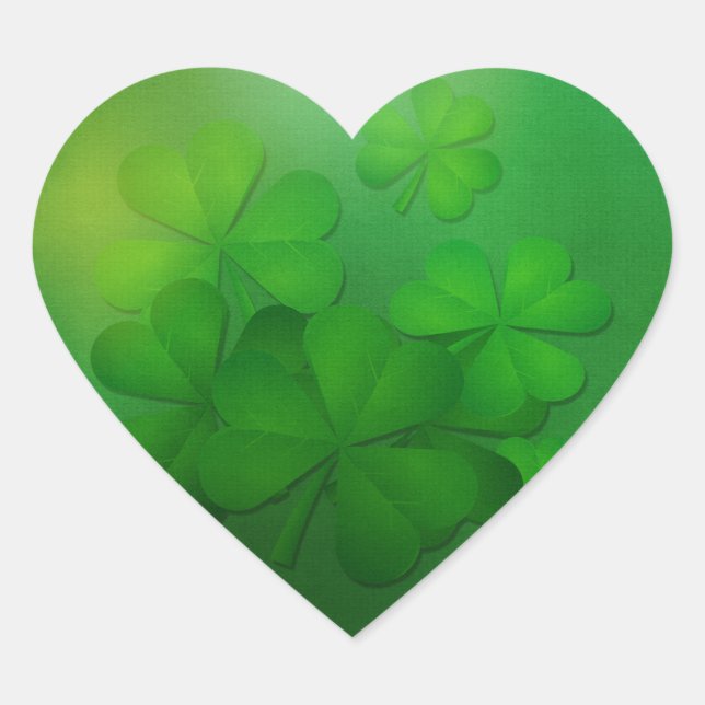 St Patrick's Day - Clovers/Shamrocks Heart Sticker (Front)