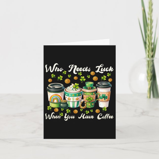 St Patricks Day Coffee Lucky Charm Patty Funny Man Card (Front)