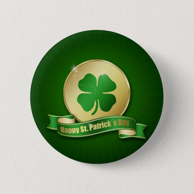St. Patrick's Day Coin Shamrock 6 Cm Round Badge (Front)