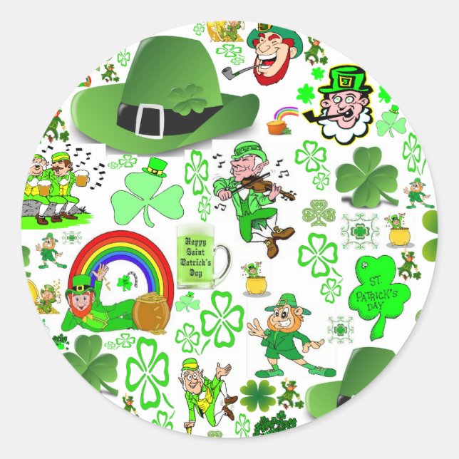 St Patrick's Day Collage Classic Round Sticker (Front)