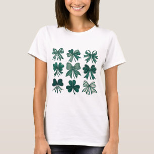 St. Patrick's Day Coquette Bows Shamrocks T-Shirt