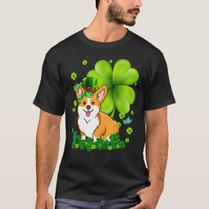 St Patrick's Day Corgi Green Buffalo Plaid Shamroc T-Shirt