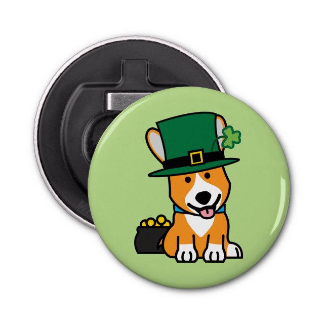 St. Patrick's Day Corgi Leprechaun Dog Puppy Doggy Bottle Opener (Front)