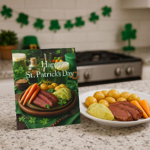 St Patrick's Day Corned Beef Recipe  Holiday Card