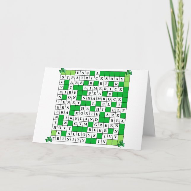 St Patrick's Day Crossword on Card (Front)