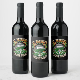 St Patrick's Day Cruise Squad 2025 Family Matching Wine Label