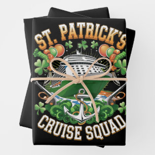 St Patrick's Day Cruise Squad 2025 Family Matching Wrapping Paper Sheet