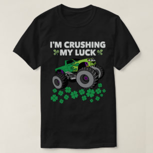 St Patricks Day Crushing My Luck T Rex Truck Kids T-Shirt