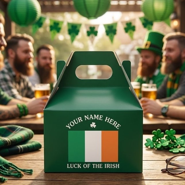 St Patrick's Day Custom Name Irish Shamrock Gift Favour Box (Creator Uploaded)