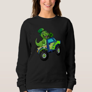 St Patricks Day Cute Dinosaur Monster Truck Kids B Sweatshirt