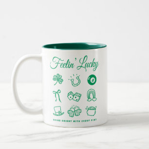 St Patricks Day Cute Doodle Art Lucky Irish Two-Tone Coffee Mug