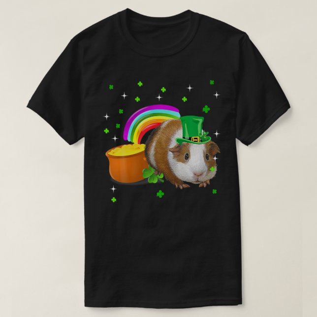 St Patricks Day Cute Guinea Pig Irish Shamrock Pre T-Shirt (Design Front)