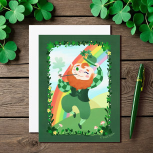 St. Patrick's Day Cute Leprechaun Blank Postcard