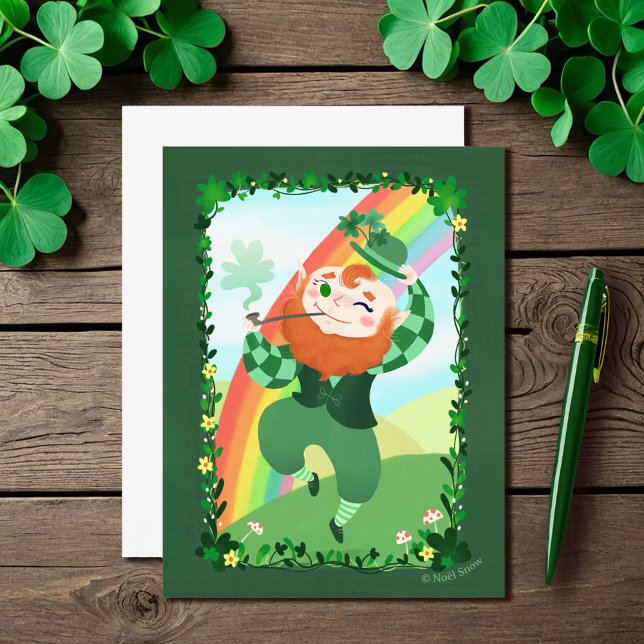 St. Patrick's Day Cute Leprechaun Blank Postcard (Creator Uploaded)