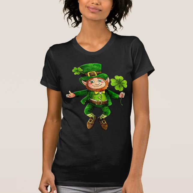St. Patrick's Day Cute Leprechaun T shirt (Front)