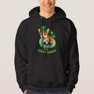 St Patricks Day Cute Luck Charm Corgi Dog Kids Hoodie