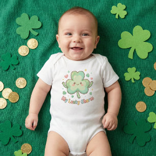 St. Patrick's Day Cute "My Lucky Charm" Clover Baby Bodysuit