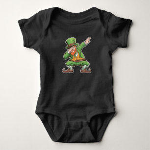 St Patricks Day Dab Dabbing Leprechaun In Green  Baby Bodysuit