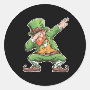 St Patricks Day Dab Dabbing Leprechaun In Green Classic Round Sticker