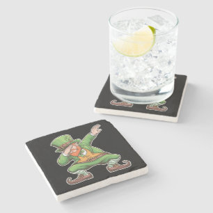 St Patricks Day Dab Dabbing Leprechaun In Green Stone Coaster