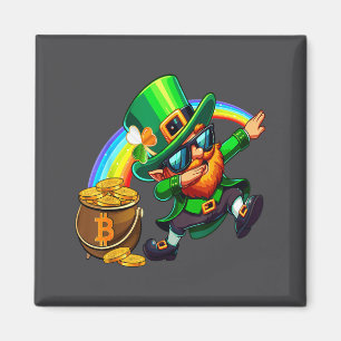 St Patricks Day Dabbing Bitcoin Rainbow Leprechaun Magnet