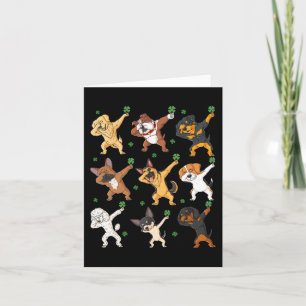 St Patricks Day Dabbing Dogs Holding Clovers Boys  Card