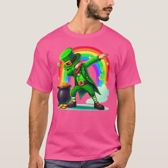 St Patricks Day Dabbing Leprechaun Boys Girls Men  T-Shirt (Front)
