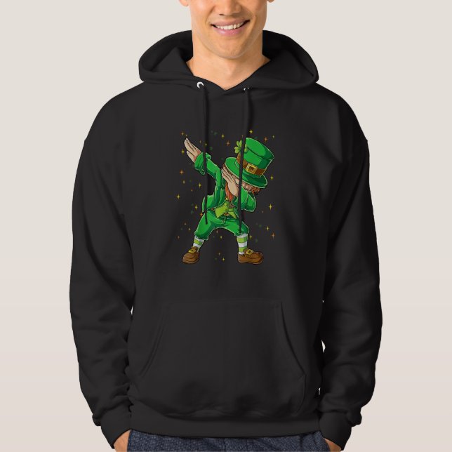 St Patricks Day Dabbing Leprechaun Boys Kids Men D Hoodie (Front)