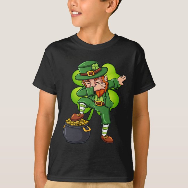 St Patricks Day Dabbing Leprechaun Irish Boys Girl T-Shirt (Front)