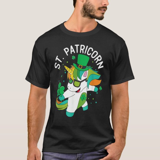 St Patricks Day Dabbing Unicorn Leprechaun Leprico T-Shirt (Front)