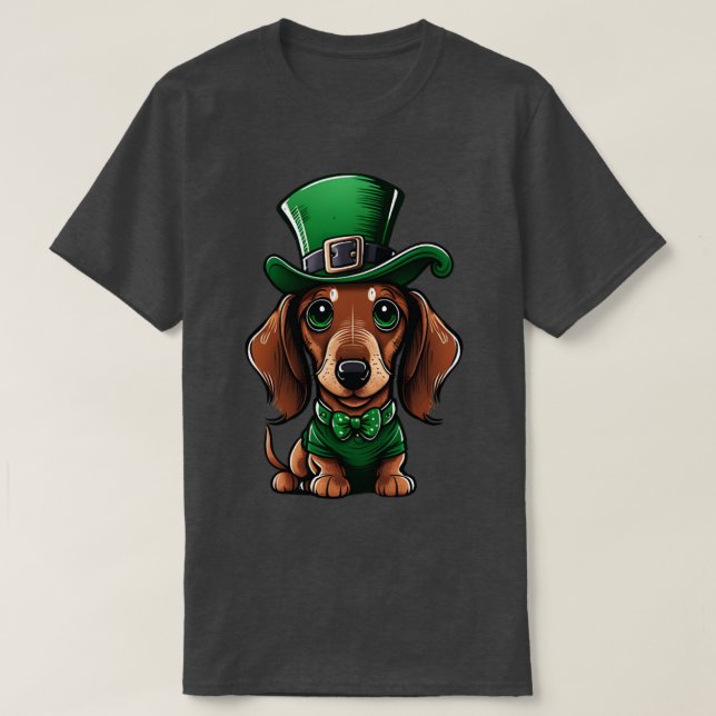 St Patricks Day Dachshund 17 March Wiener Dog T-Shirt (Design Front)