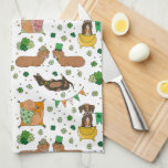 St. Patrick's Day Dachshund Lucky Dogs Tea Towel<br><div class="desc">Add a touch of St. Patrick’s Day luck to your kitchen with this adorable hand-drawn dachshund towel! Featuring cute dachshunds surrounded by clovers and playful Irish elements, this kitchen towel is both festive and functional. Perfect for drying dishes or as a decorative accent, it makes a fun gift for dog...</div>
