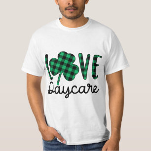 St Patricks Day Daycare Teacher Plaid Shamrock T-Shirt
