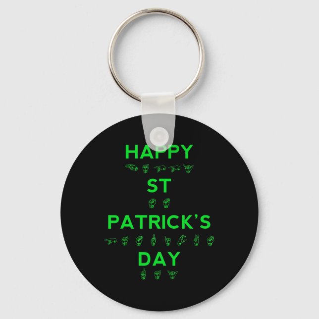 St Patricks Day Deaf Pride Sign Language Asl Aware Key Ring (Front)