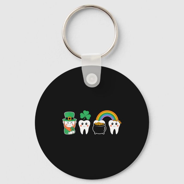 St patricks day dentist teeth saint patricks key ring (Front)